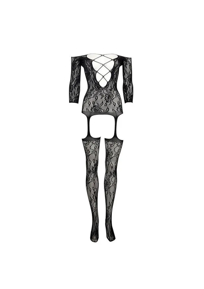 Le Desir Le Desir Criss Cross Neck Bodystocking Bodystockings Playsuits
