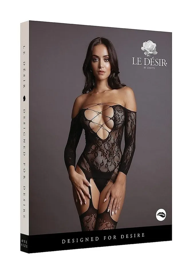 Le Desir Le Desir Criss Cross Neck Bodystocking Bodystockings Playsuits