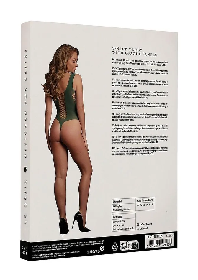 Le Desir VNeck Teddy with Opaque Panels Le Desir Male Sex Toys