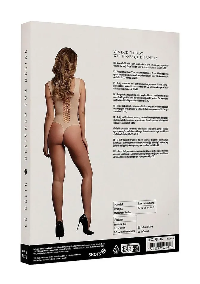Le Desir VNeck Teddy with Opaque Panels Le Desir Male Sex Toys