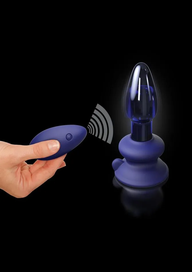 Male Sex Toys Icicles Icicles No 85 Rechargeable Glass Tapered Plug with Remote Control