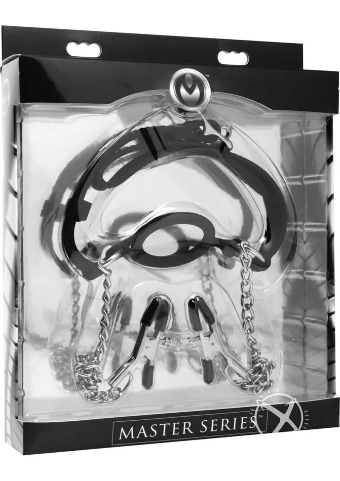 Master Series Male Sex Toys Master Series Mutiny Silicone ORing Gag with Nipple Clamps