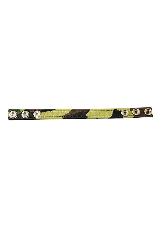 Rouge Leather Adjustable Cock Strap Black and Camouflage Rouge Restraints